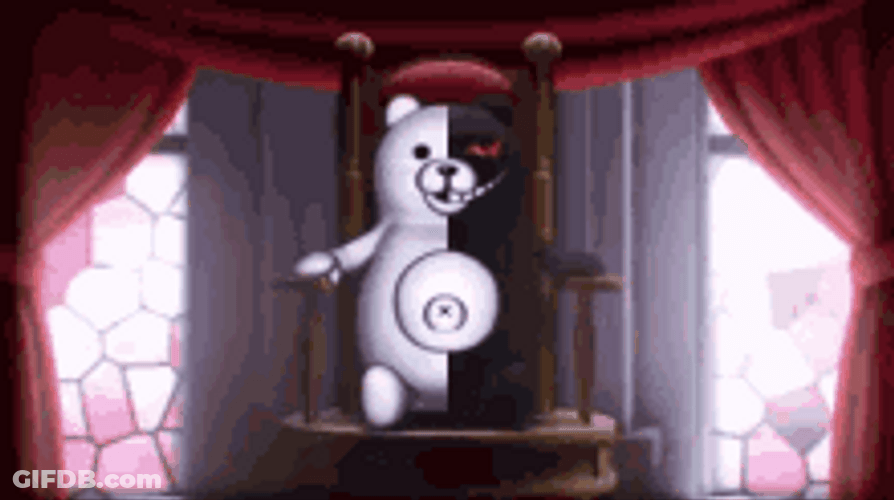 Monokuma Jumping On A Button GIF