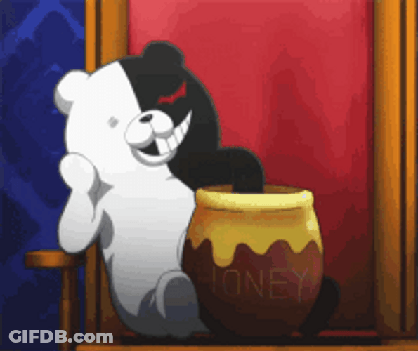 Monokuma Mixing A Pot Of Honey GIF
