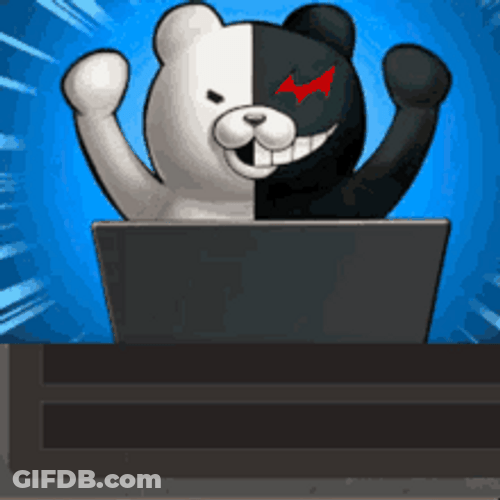 Monokuma Rapid Coding GIF