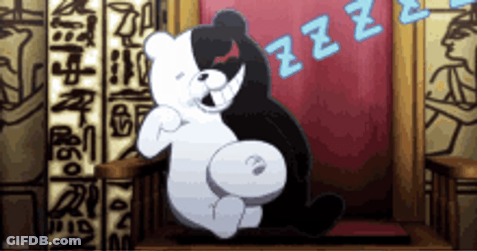 Monokuma Sleeping On The Throne GIF