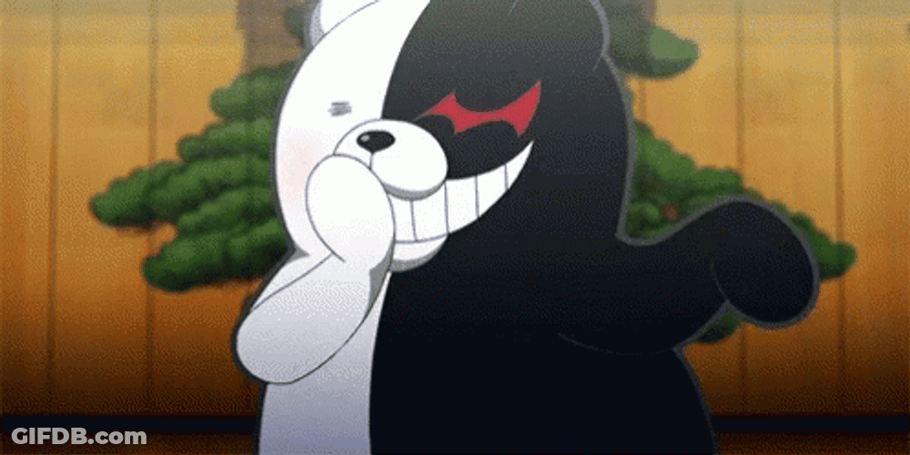 Monokuma Smiling While Being Shy GIF