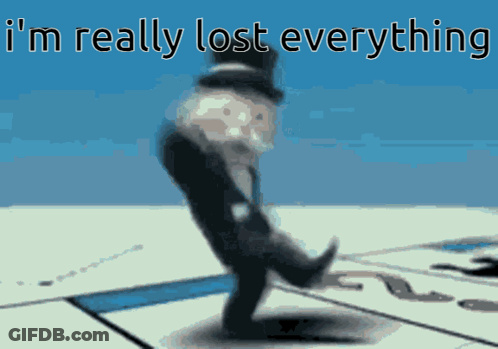Monopoly Character Dancing In Front Of Fortnite Logo GIF