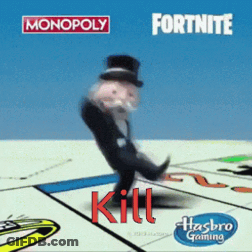 Monopoly Fortnite Ad Man In Top Hat On Board GIF