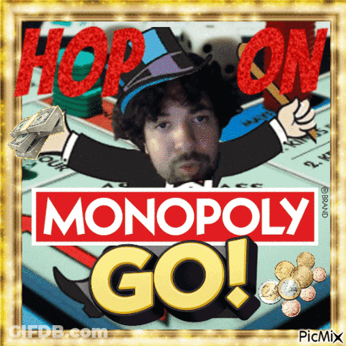 Monopoly Game Man Holding Monopoly Go Sign GIF