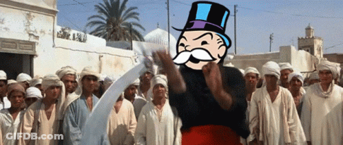 Monopoly Man Standing In Front Of Crowd GIF