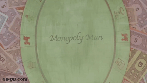 Monopoly Man Surrounded By Coins And Bills GIF