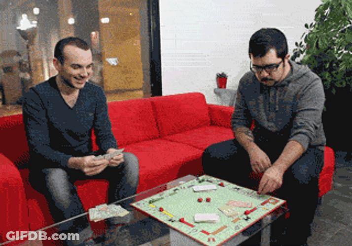 Monopoly Money Flying After Man Tosses Board GIF