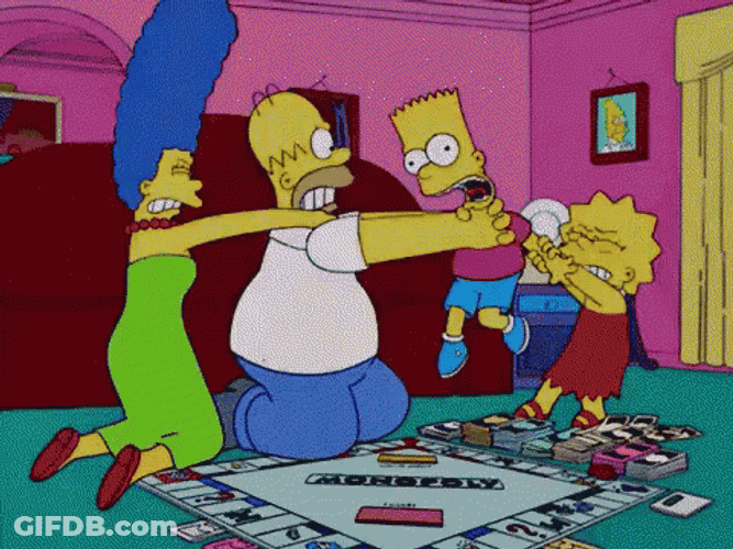Monopoly Money On Floor The Simpsons Fighting GIF
