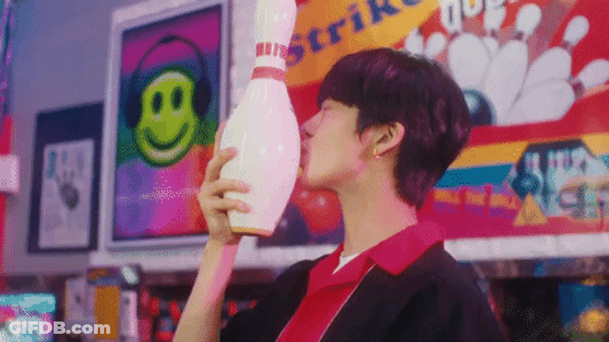 Monsta X Kissing Bowling Pin GIF