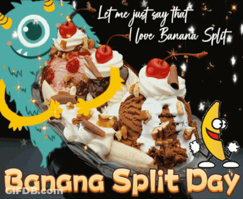 Monster And Banana For Banana Split Day GIF