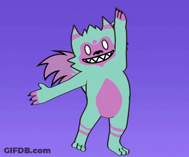 Monster Cat Happy Dance Meme GIF