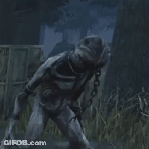 Monster Chained To Wooden Crate Number 31 GIF