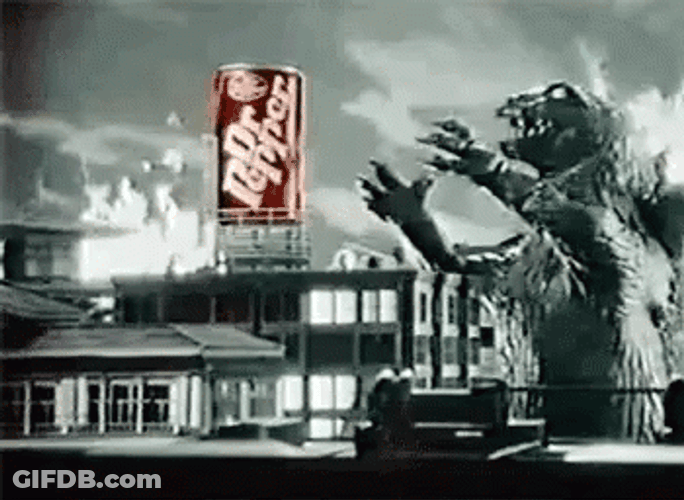 Monster Drinking From Big Dr Pepper Can GIF