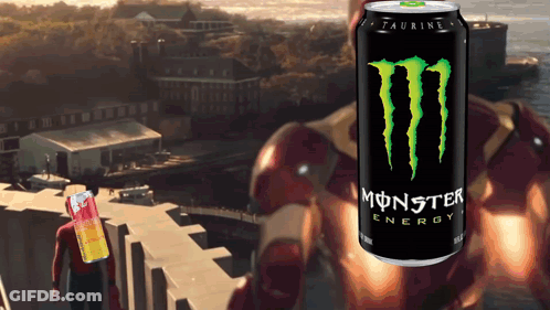 Monster Energy Can In Front Of Man GIF