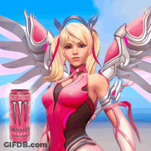 Monster Energy Drink Can Next To Woman GIF