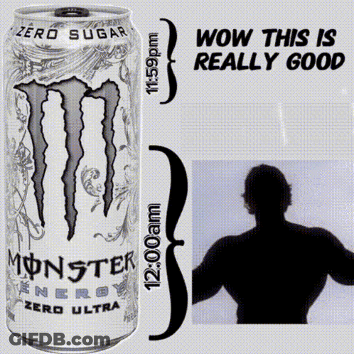 Monster Energy Zero Ultra Can Next To Man Silhouette GIF