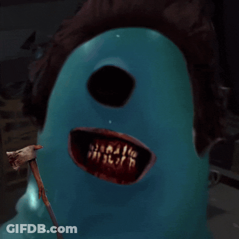 Monster Face With Toothpick GIF