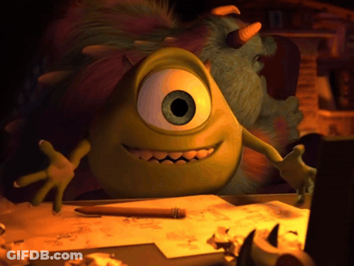 Monster From Monsters Inc Sitting At Desk GIF