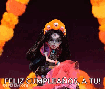 Monster High Doll Wearing Crown Of Skulls Feliz Cumpleanos GIF