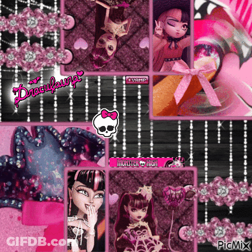 Monster High Dolls Collage Draculaura GIF