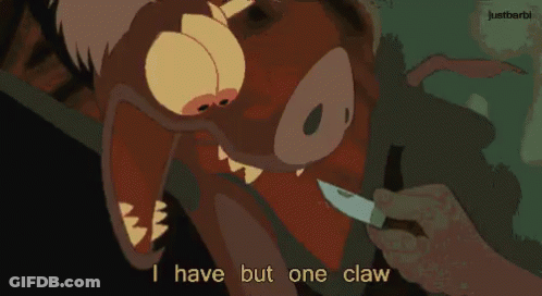 Monster Holding Knife Saying I Have But One Claw GIF