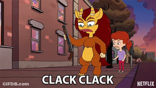 Monster Holding Shotgun Clack Clack GIF