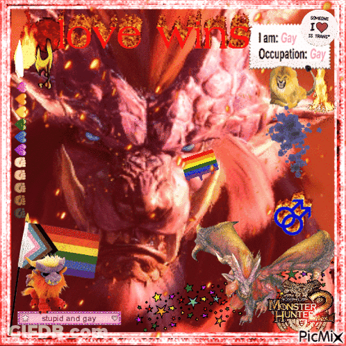 Monster Hunter With Rainbow Flag GIF