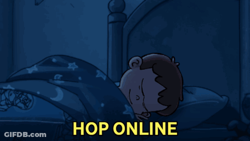 Monster In Bedroom Saying Hop Online GIF