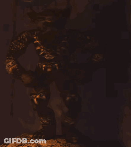 Monster In Dark Room With Letters X And Y GIF