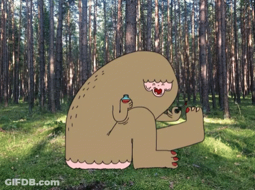 Monster In Forest Holding Bottle GIF