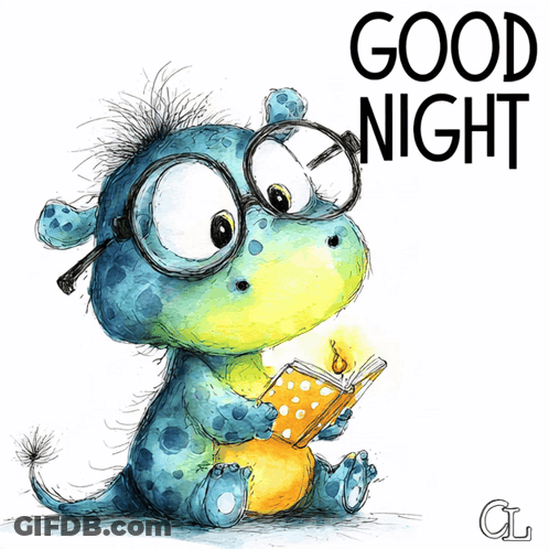 Monster Reading Book Saying Good Night GIF