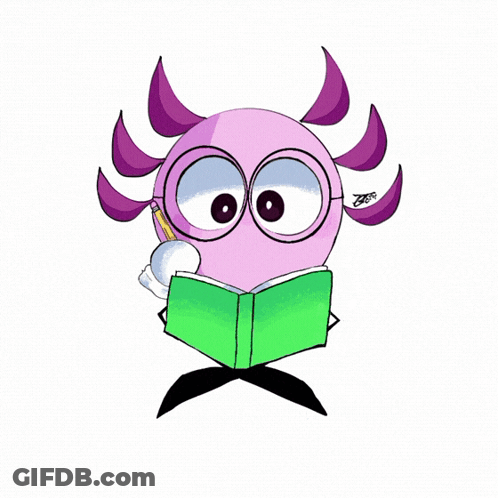 Monster Reading Book With Pencil GIF