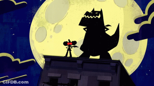 Monster Standing On Building In Front Of Moon GIF