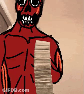 Monster Statue In Front Of Exit Sign GIF