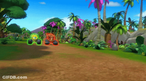 Monster Truck Driving Through Palm Trees GIF
