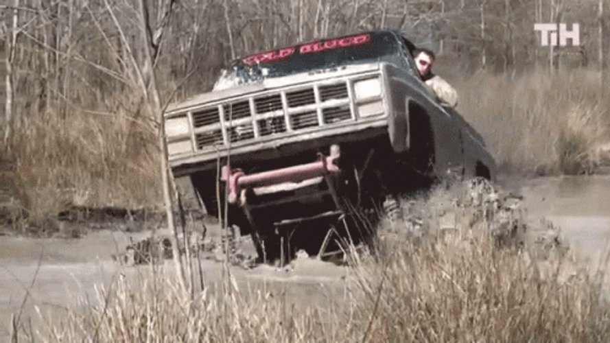 Monster Truck Stuck On Water GIF