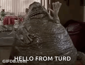 Monster Waving Hello From Turd GIF