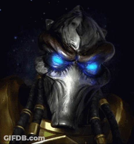 Monster With Blue Eyes And Horns GIF