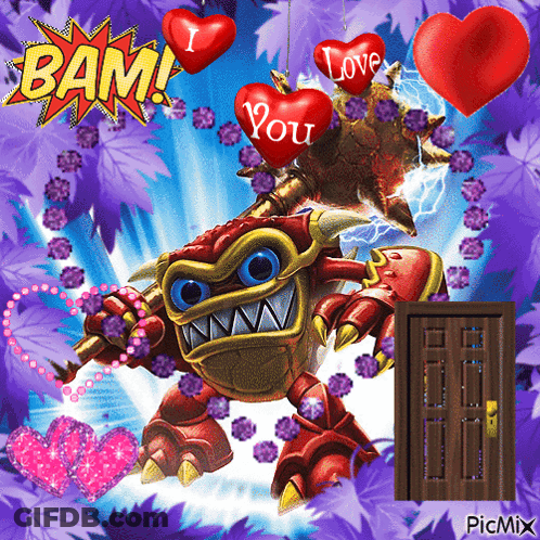 Monster With Hearts Saying I Love You And Bam GIF