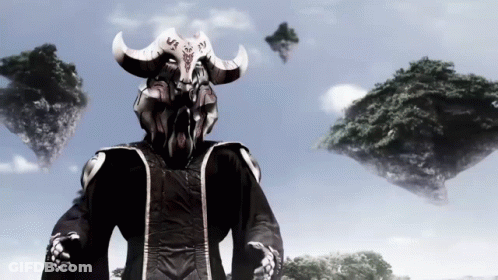 Monster With Horns And Skull On Head GIF