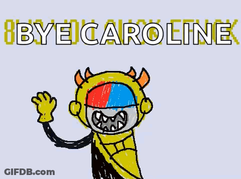 Monster With Horns Saying Bye Caroline GIF