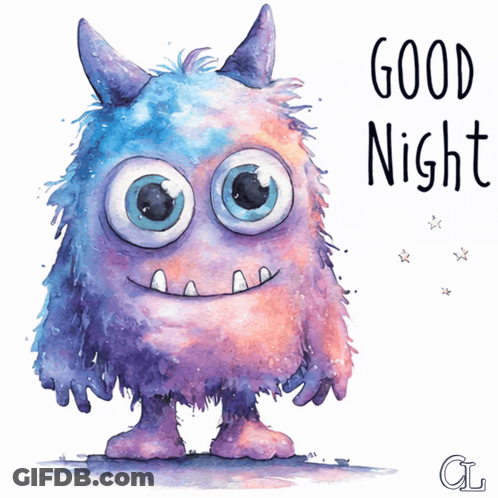 Monster With Horns Saying Good Night GIF