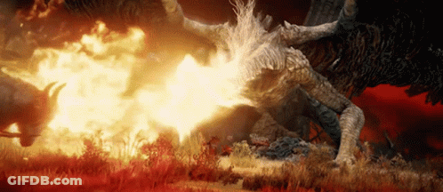 Monster With Horns Surrounded By Flames GIF