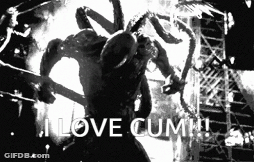 Monster With I Love Cum Text GIF