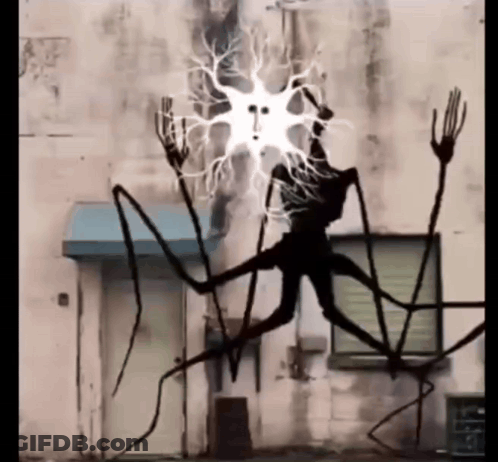 Monster With Lightning Bolt Coming Out Of Head GIF