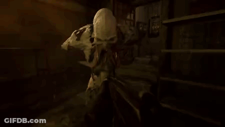 Monster With Long Tongues In Dark Room GIF