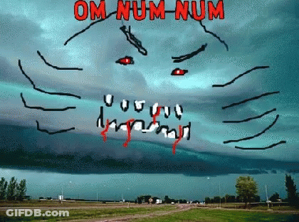 Monster With Om-Num-Num In Red GIF
