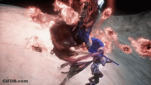 Monster With Sword And Shield In Dark GIF