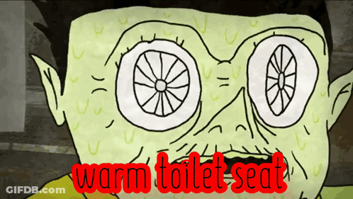 Monster With Warm Toilet Seat GIF