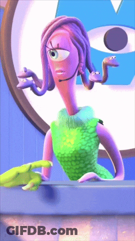 Monsters Inc Cartoon Character In Green Dress GIF